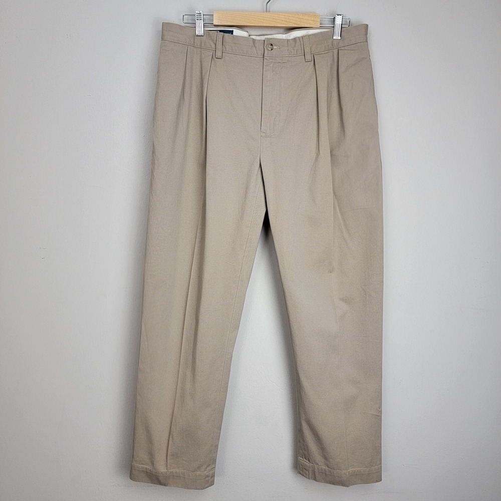 Polo Ralph Lauren Ethan Pants Beige Khaki Men's Size 36 x 30 Pleated Twill Chino